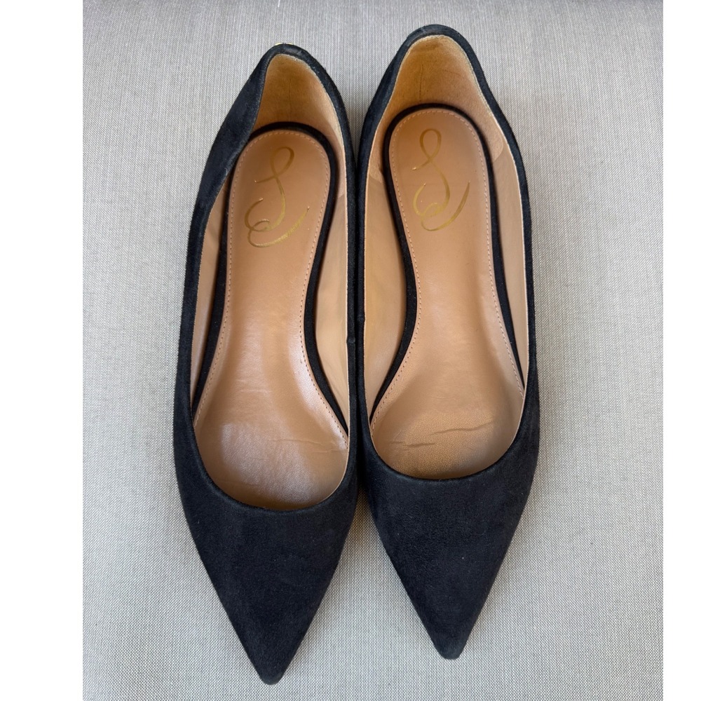 Sam Edelman Wanda Black Suede Pointed Toe Ballet Flats Women 8 Balletcore Office